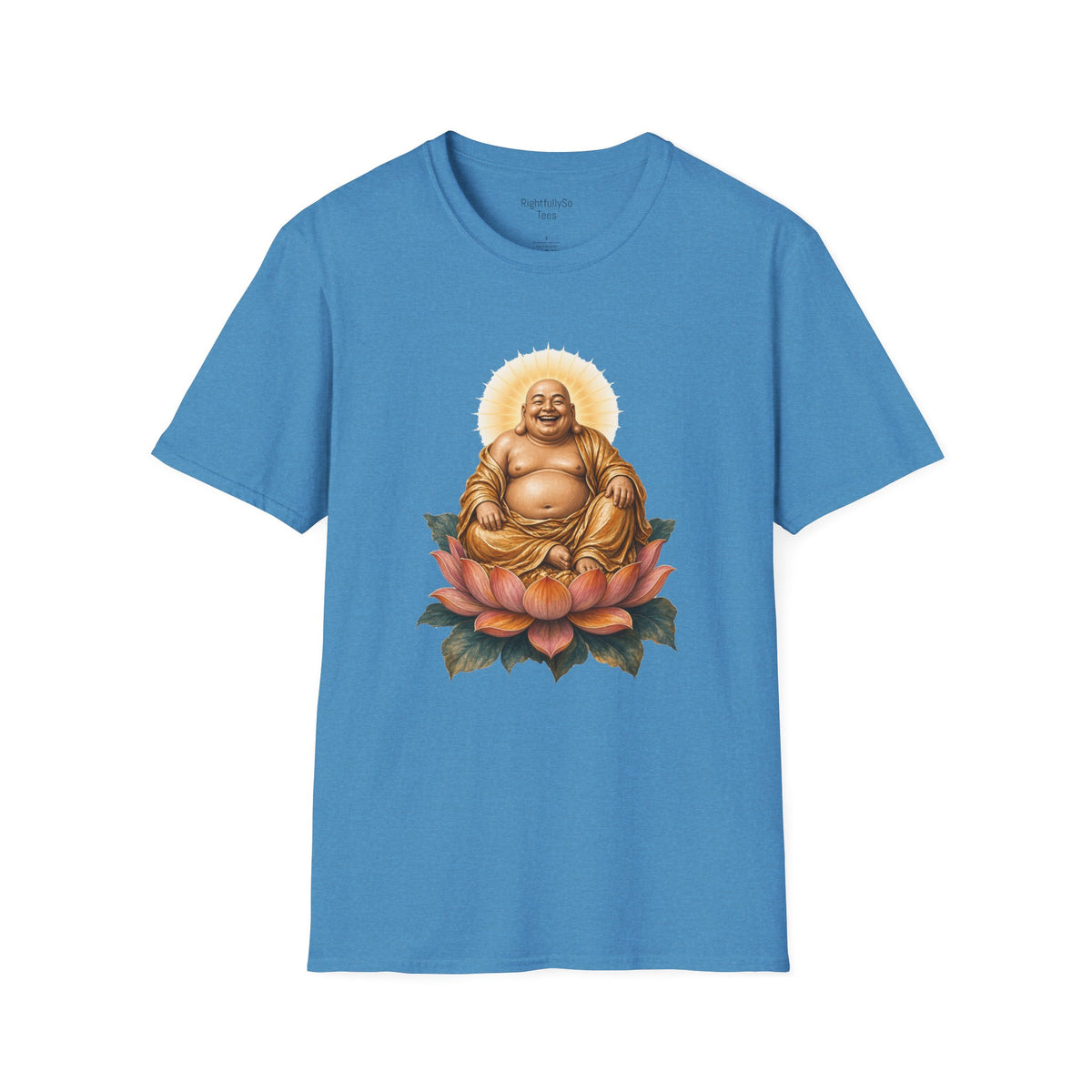 Heather Sapphire Laughing Buddha Tee mockup