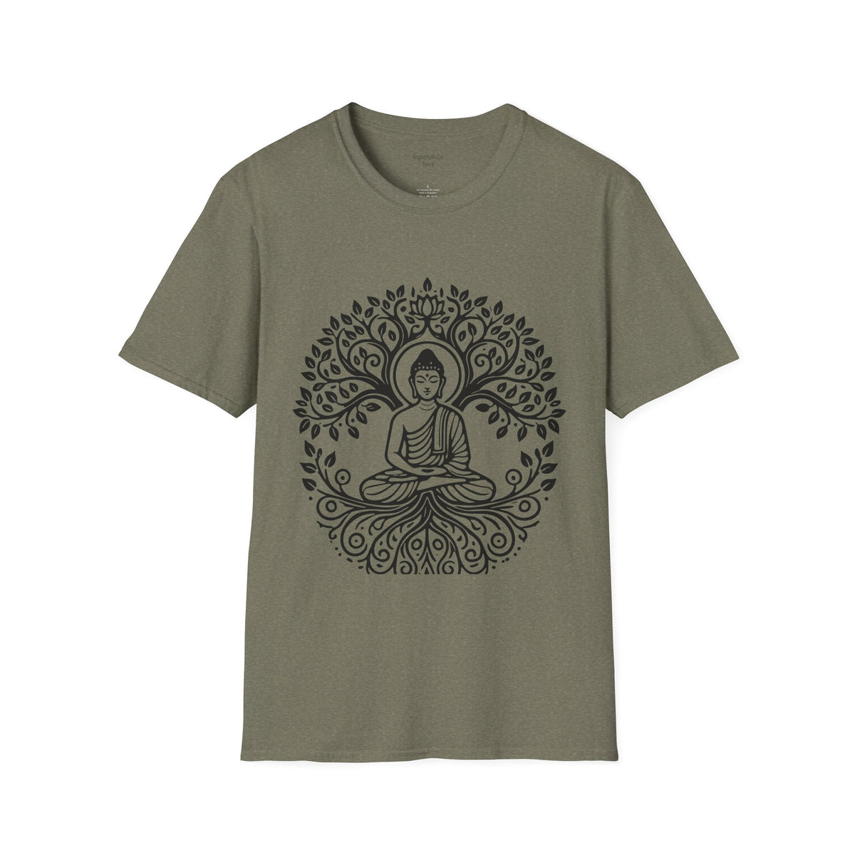 Heather Military Green Full Circle Buddha Tee mockup