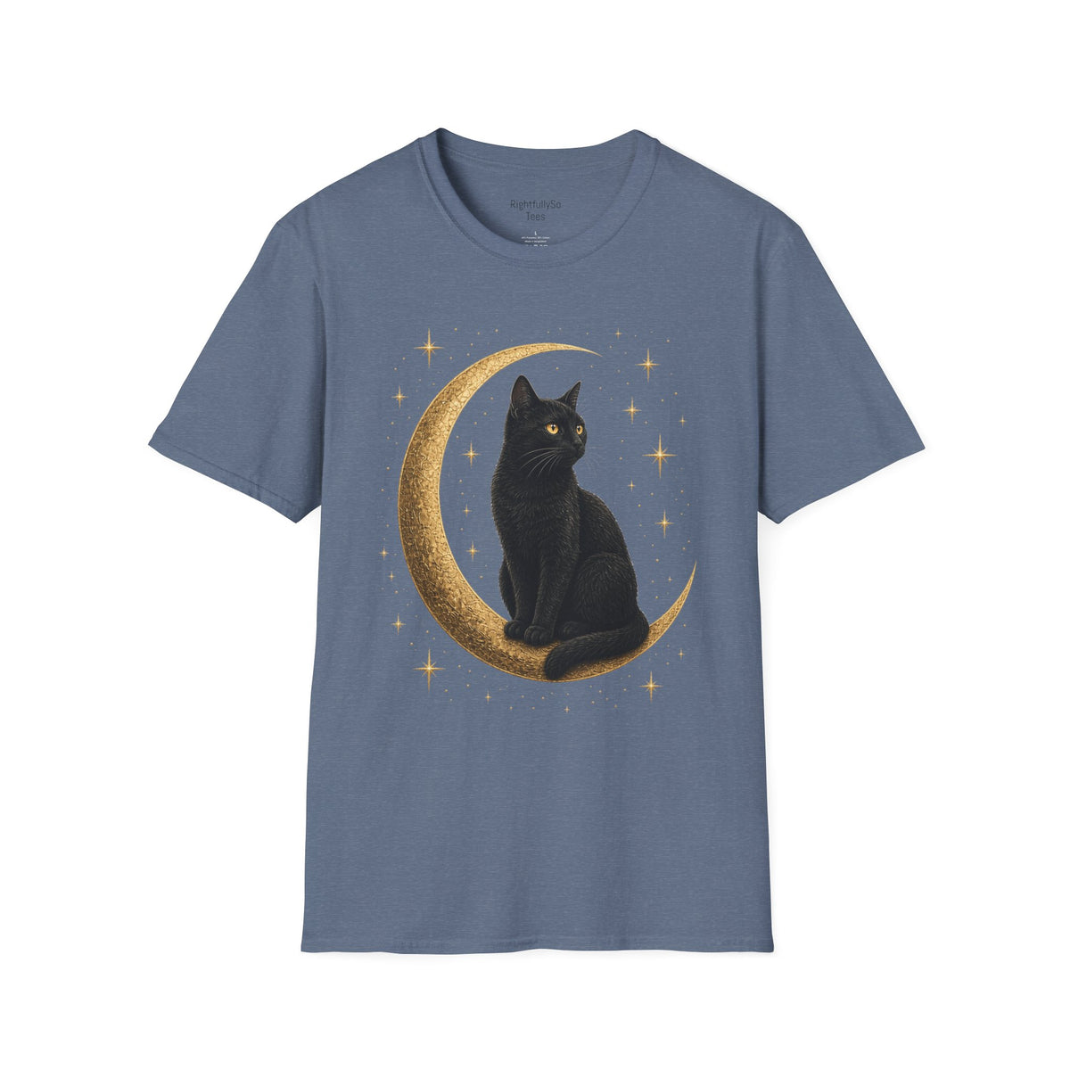 Heather Indigo Cat Moon Tee mockup